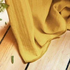 EMINZA Rideau gaze de coton galon fronceur (140 x 240 cm) Gaïa Jaune safran Discount