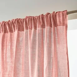 EMINZA Rideau gaze de coton galon fronceur (140 x 240 cm) Gaïa Rose Pêche