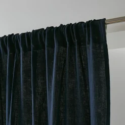 EMINZA Rideau gaze de coton galon fronceur (140 x 240 cm) Gaïa Bleu nuit Outlet