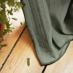 EMINZA Rideau gaze de coton galon fronceur (140 x 240 cm) Gaïa Vert romarin