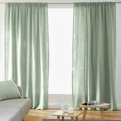 EMINZA Rideau gaze de coton galon fronceur (180 x 240 cm) Gaïa Vert Eucalyptus Discount