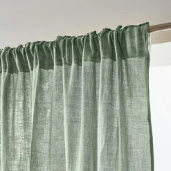 EMINZA Rideau gaze de coton galon fronceur (180 x 240 cm) Gaïa Vert Eucalyptus Discount