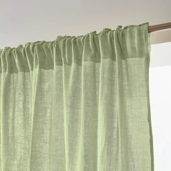 EMINZA Rideau gaze de coton galon fronceur (140 x 240 cm) Gaïa Vert tilleul Clearance
