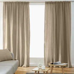 EMINZA Rideau gaze de coton galon fronceur (180 x 240 cm) Gaïa Ficelle New