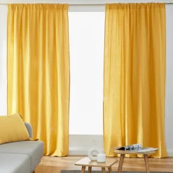 EMINZA Rideau gaze de coton galon fronceur (180 x 240 cm) Gaïa Jaune safran Outlet