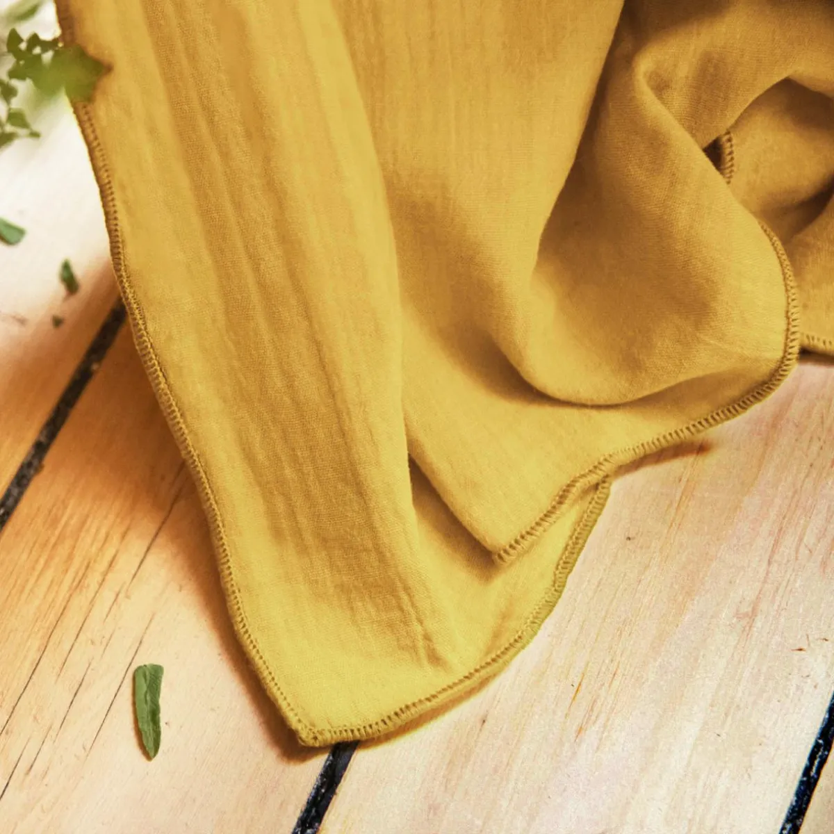 EMINZA Rideau gaze de coton galon fronceur (180 x 240 cm) Gaïa Jaune safran Outlet