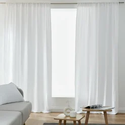 EMINZA Rideau gaze de coton galon fronceur (140 x 240 cm) Gaïa chantilly Blanc