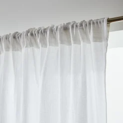 EMINZA Rideau gaze de coton galon fronceur (140 x 240 cm) Gaïa chantilly Blanc