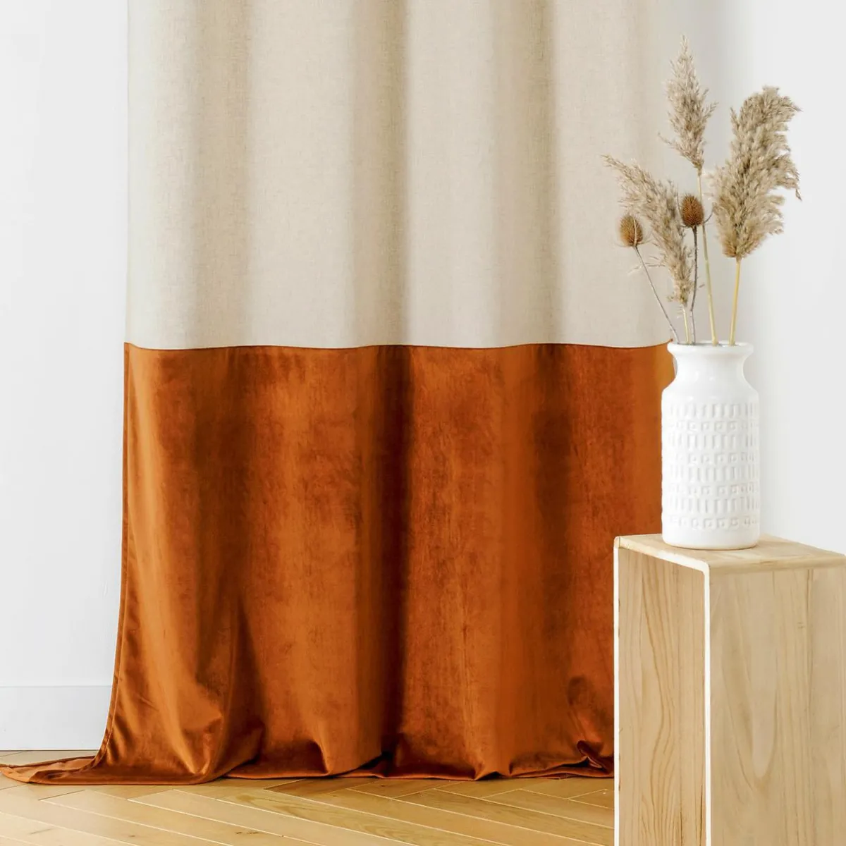 LINDER Rideau lin (135 x 280 cm) Duolin Orange Hot