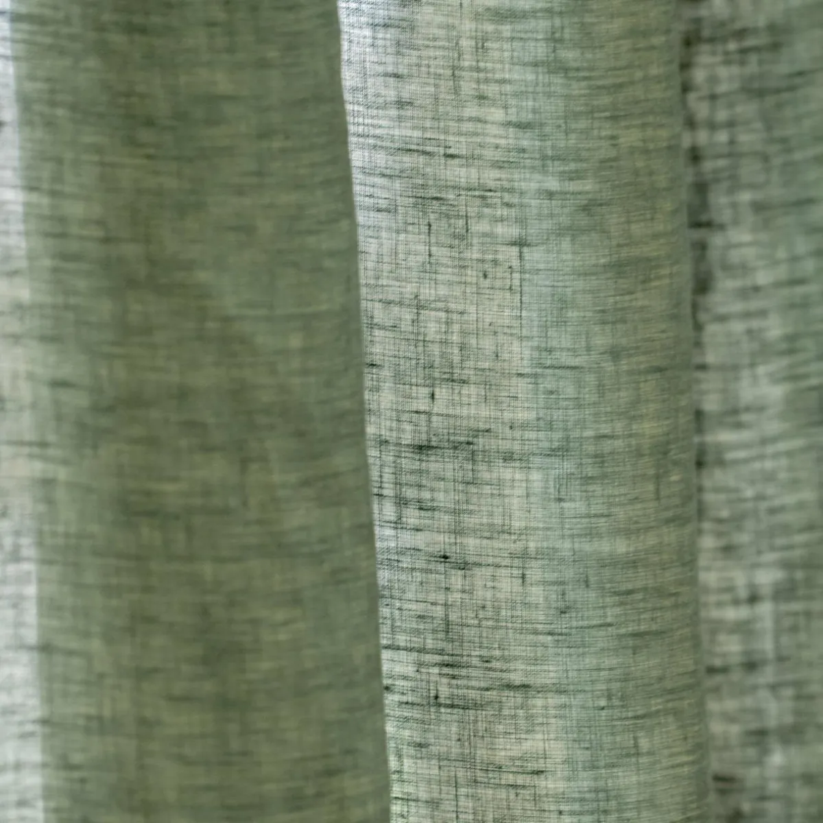 EMINZA Rideau lin lavé ajustable (140 x max 270 cm) Louise Vert romarin