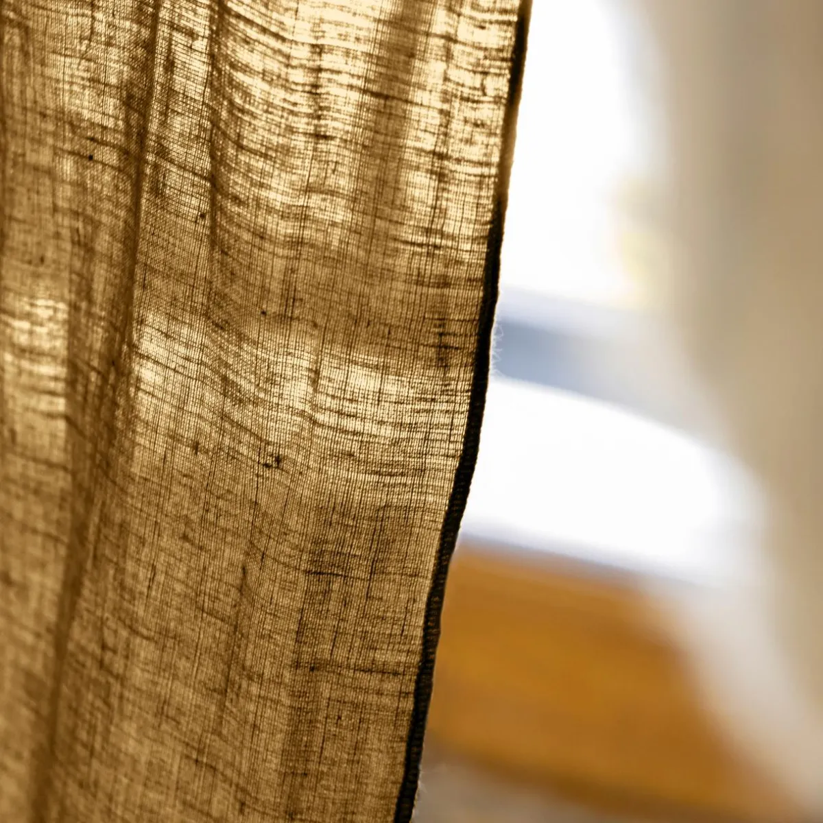 EMINZA Rideau lin lavé ajustable (140 x max 270 cm) Louise Caramel Best