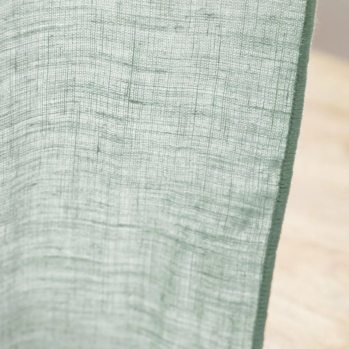 EMINZA Rideau lin lavé ajustable (140 x max 270 cm) Louise Vert Eucalyptus Hot