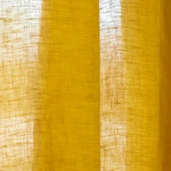 EMINZA Rideau lin lavé ajustable (140 x max 270 cm) Louise Jaune moutarde Sale