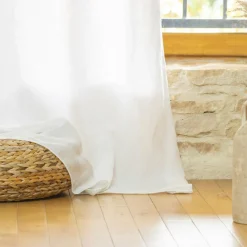 EMINZA Rideau lin lavé ajustable (140 x max 270 cm) Louise Blanc Discount