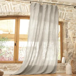EMINZA Rideau lin lavé ajustable (140 x max 270 cm) Louise Beige Discount
