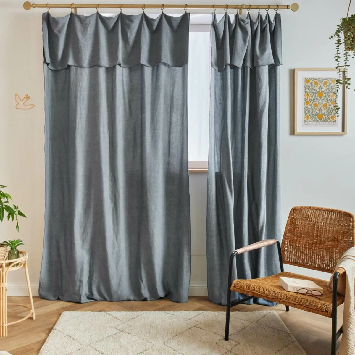EMINZA Rideau lyocell Tencel™ ajustable (140 x max 270 cm) Olivia stone Bleu