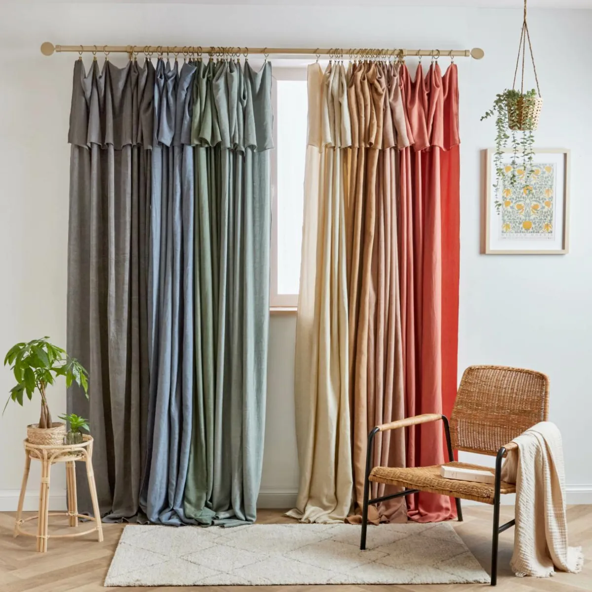 EMINZA Rideau lyocell Tencel™ ajustable (140 x max 270 cm) Olivia granit Gris New