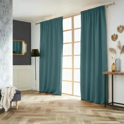 EMINZA Rideau obscurcissant galon fronceur (140 x 260 cm) Dark Bleu canard Discount