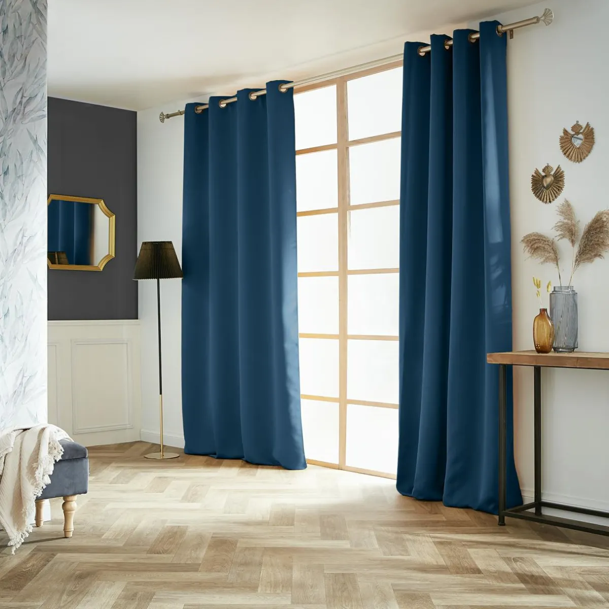 EMINZA Rideau obscurcissant (140 x 280 cm) Dark Bleu pétrole Outlet