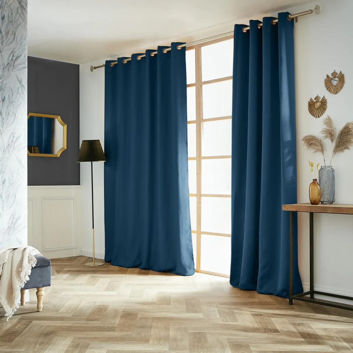 EMINZA Rideau obscurcissant (180 x 260 cm) Dark Bleu pétrole Discount