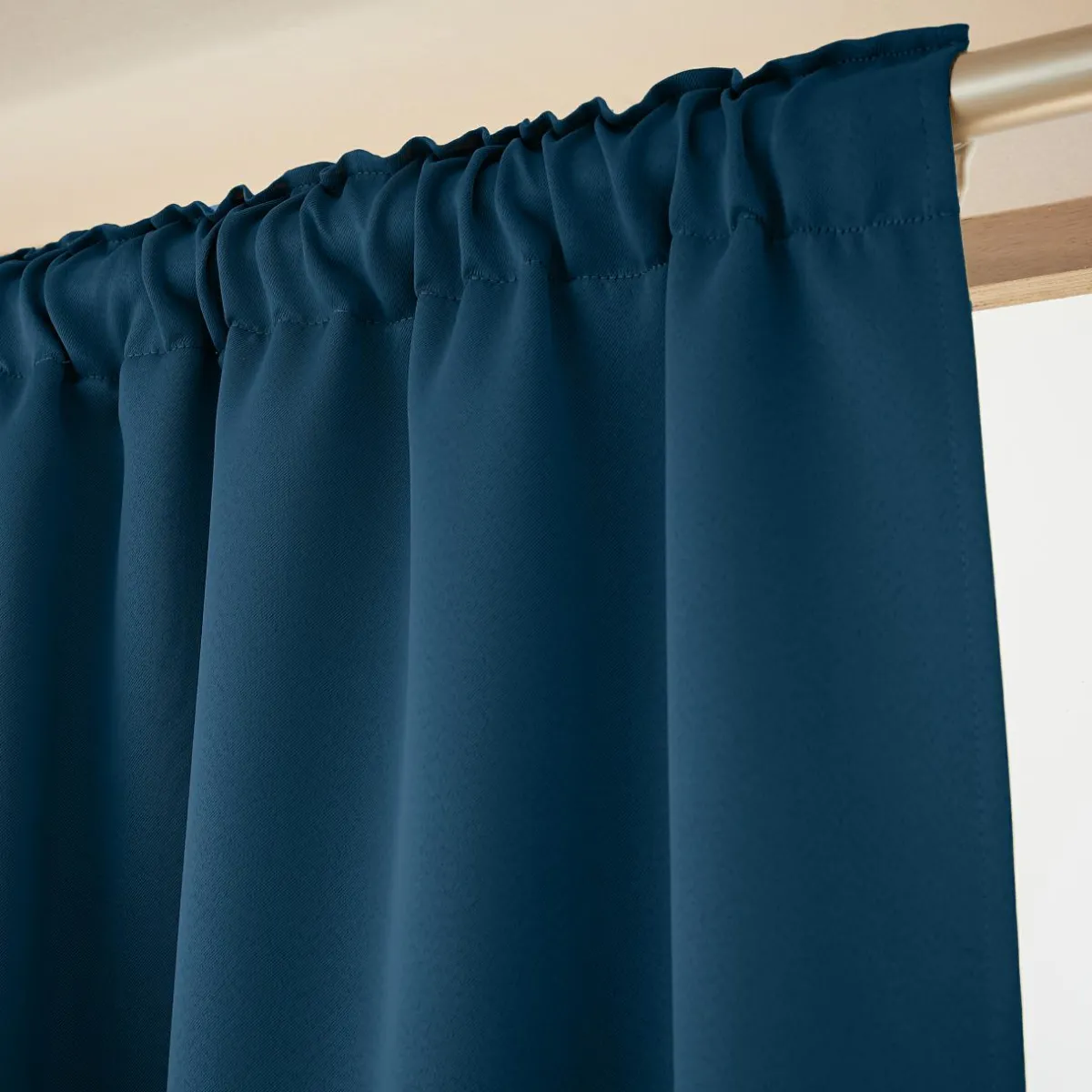 EMINZA Rideau obscurcissant galon fronceur (140 x 260 cm) Dark Bleu pétrole Discount