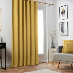 EMINZA Rideau obscurcissant thermique (140 x 240 cm) Minuit Jaune ocre Hot