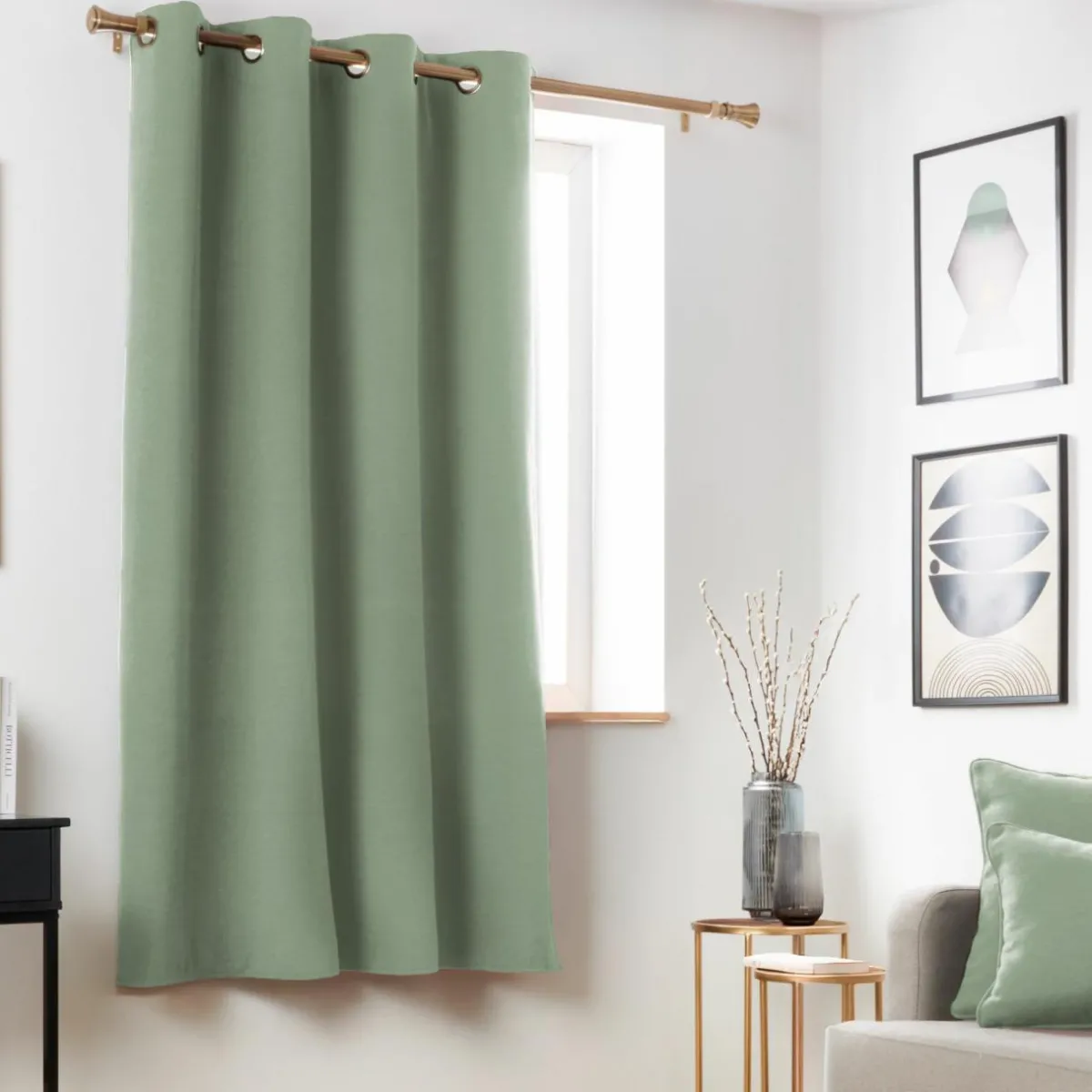 EMINZA Rideau obscurcissant thermique (140 x 180 cm) Minuit Vert kaki Outlet