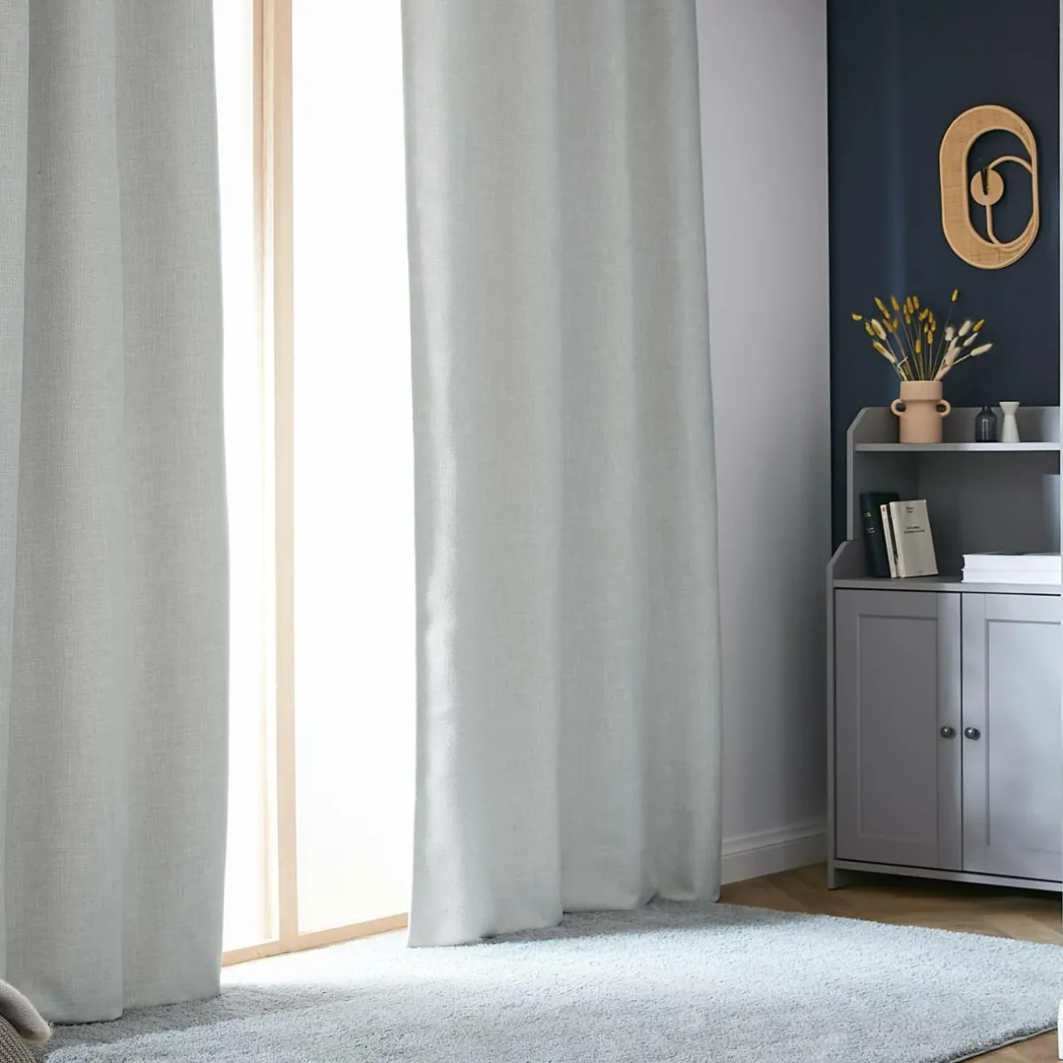 EMINZA Rideau obscurcissant thermique galon fronceur (180 x 260 cm) Alba Gris Best