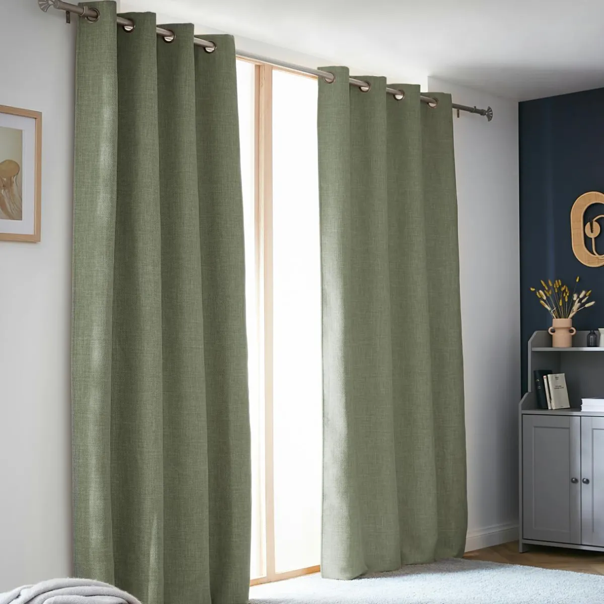 EMINZA Rideau obscurcissant thermique (140 x 280 cm) Alba Vert romarin New