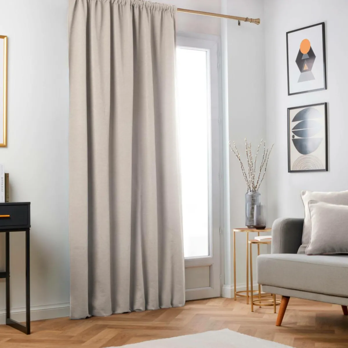 EMINZA Rideau obscurcissant thermique galon fronceur (280 x 240 cm) Minuit Taupe Outlet