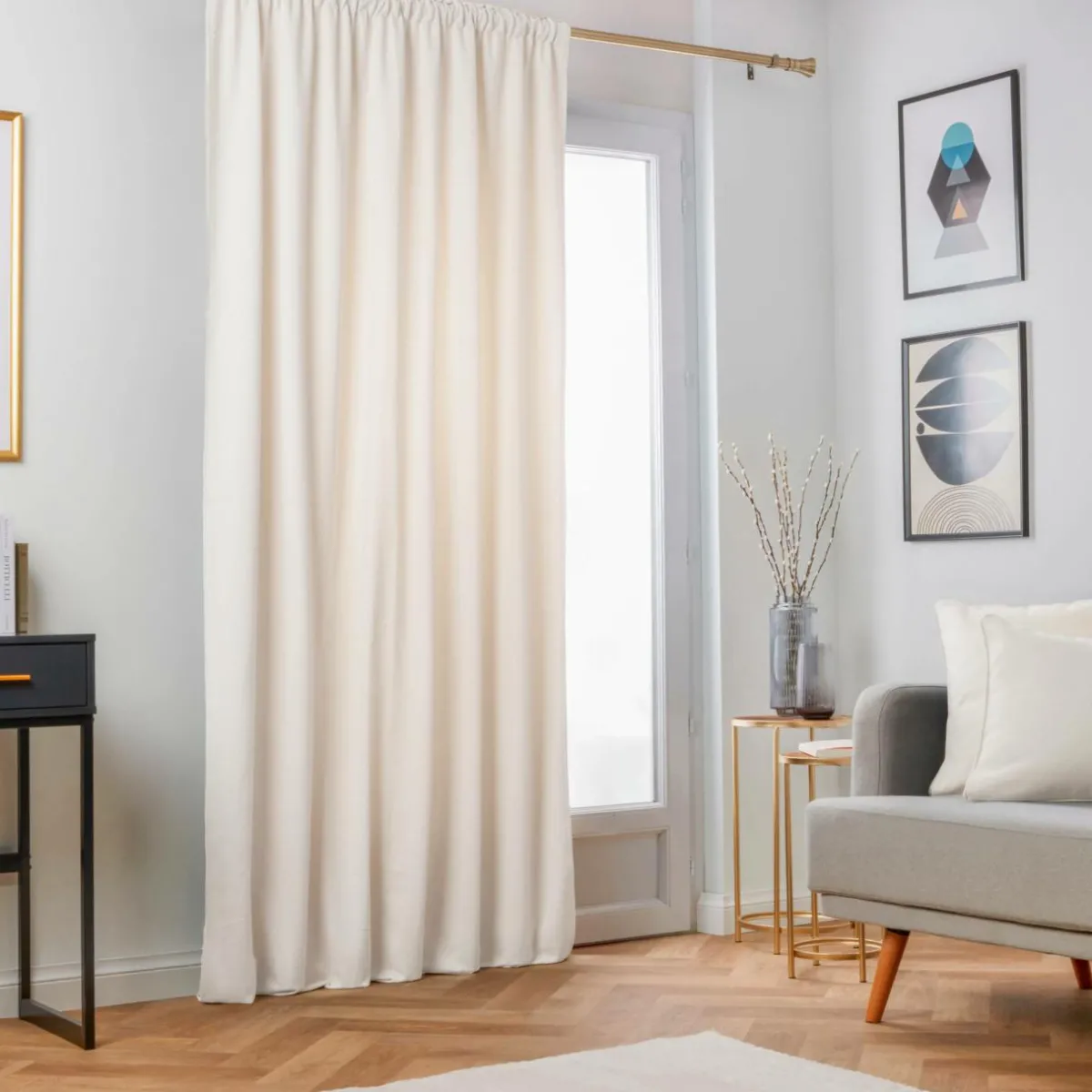 EMINZA Rideau obscurcissant thermique galon fronceur (140 x 240 cm) Minuit sable Beige Discount
