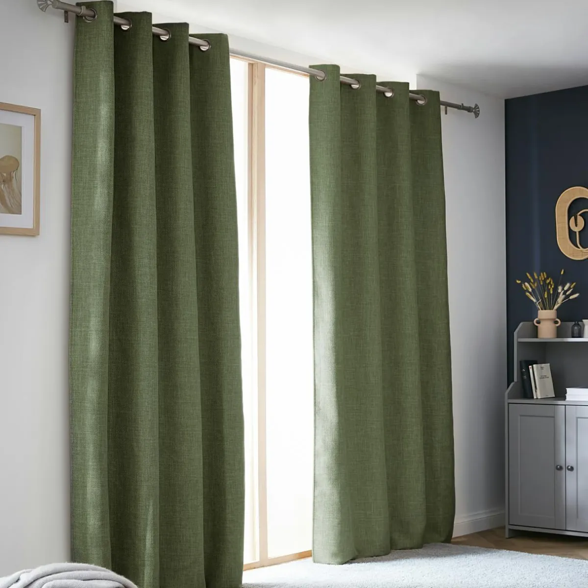 EMINZA Rideau obscurcissant thermique (140 x 280 cm) Alba Vert kaki Clearance