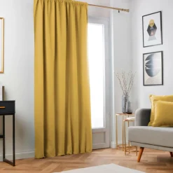 EMINZA Rideau obscurcissant thermique galon fronceur (140 x 240 cm) Minuit Jaune ocre Sale