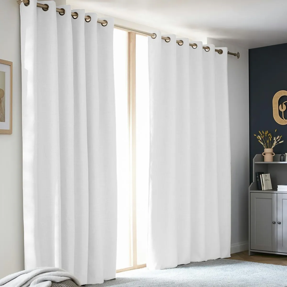 EMINZA Rideau obscurcissant thermique (180 x 260 cm) Alba perle Blanc Clearance