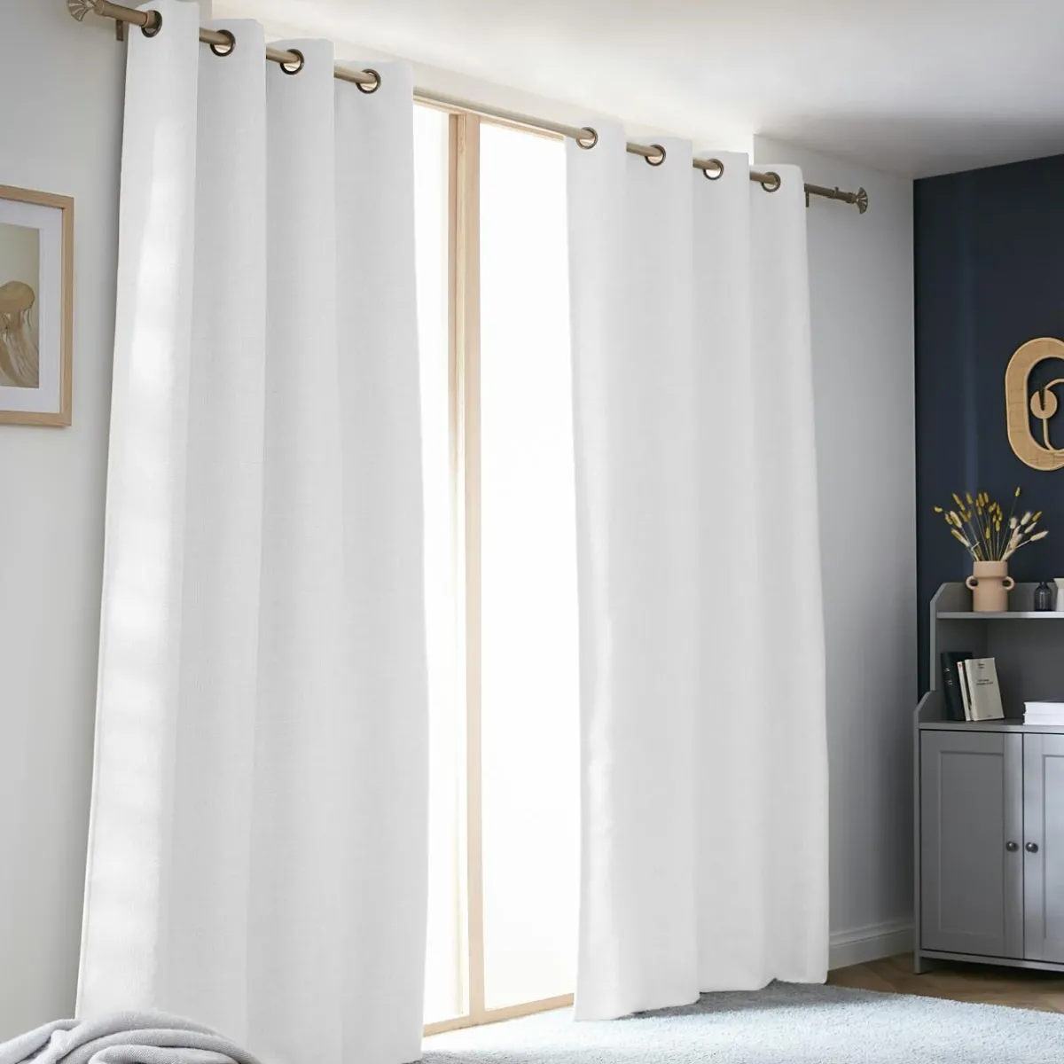 EMINZA Rideau obscurcissant thermique (140 x 240 cm) Alba perle Blanc Discount