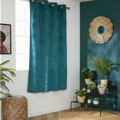 EMINZA Rideau obscurcissant velours (140 x 180 cm) Fern Bleu pétrole Outlet