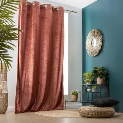 EMINZA Rideau obscurcissant velours (140 x 280 cm) Fern Terracotta Discount