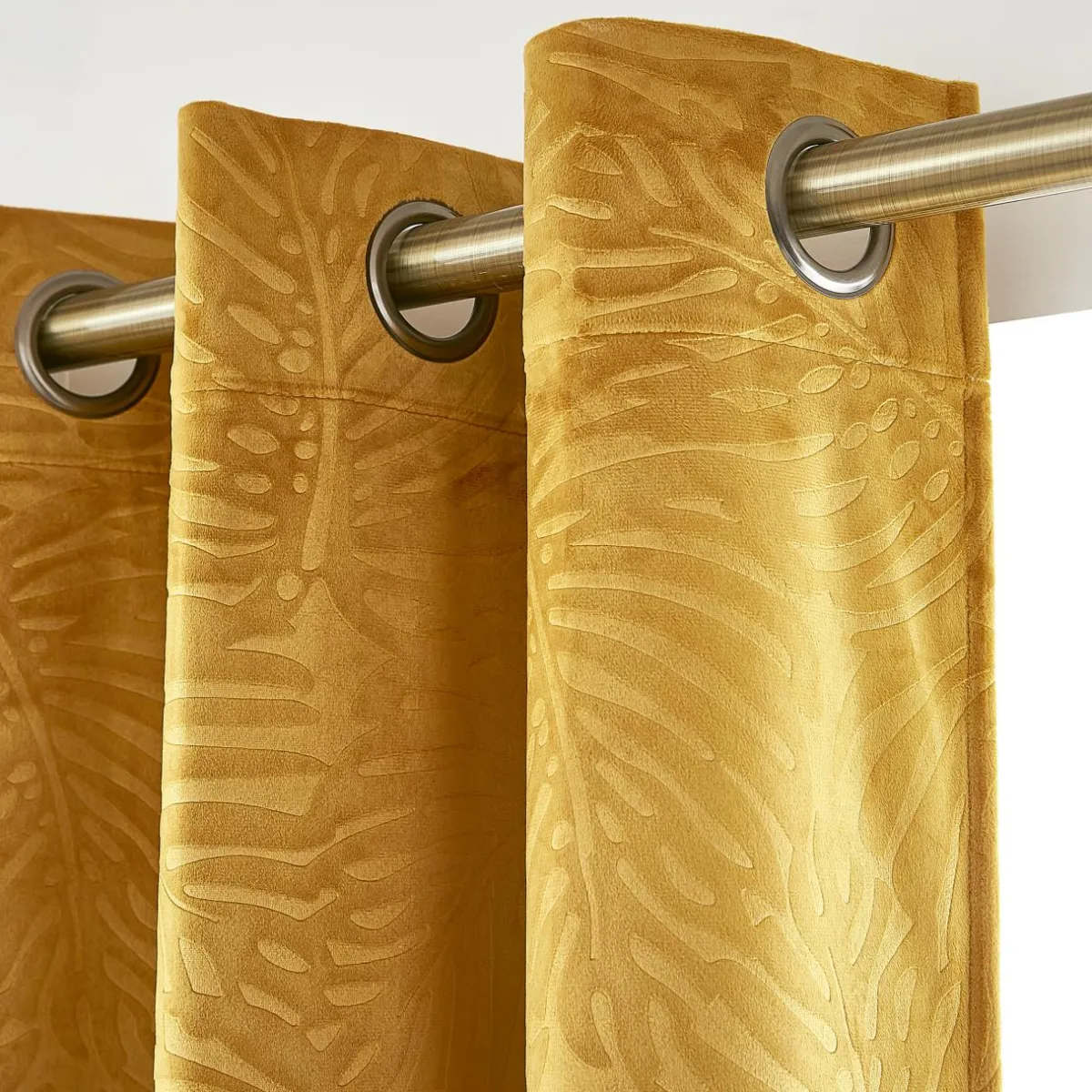 EMINZA Rideau obscurcissant velours (140 x 240 cm) Fern Jaune ocre New