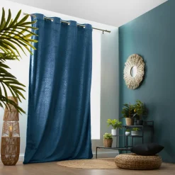 EMINZA Rideau obscurcissant velours (140 x 240 cm) Fern Bleu marine Online