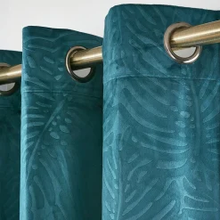 EMINZA Rideau obscurcissant velours (140 x 280 cm) Fern Bleu pétrole Hot