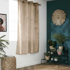 EMINZA Rideau obscurcissant velours (140 x 180 cm) Fern Taupe Discount