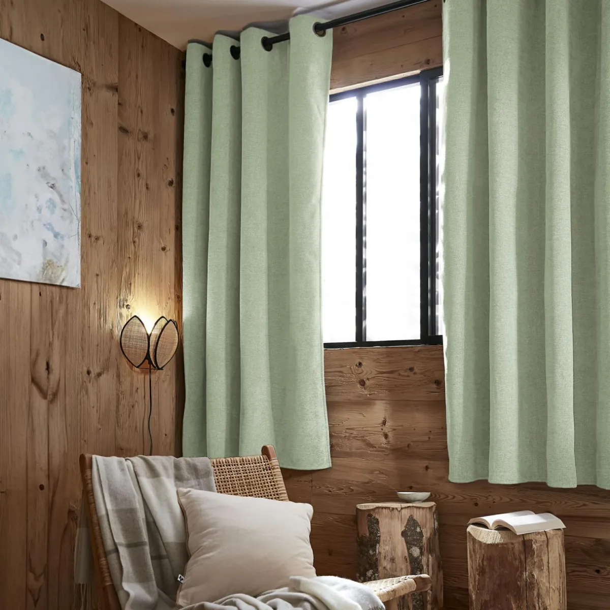 EMINZA Rideau occultant isolant Total Blackout (140 x 180 cm) Magnus Vert Eucalyptus Best