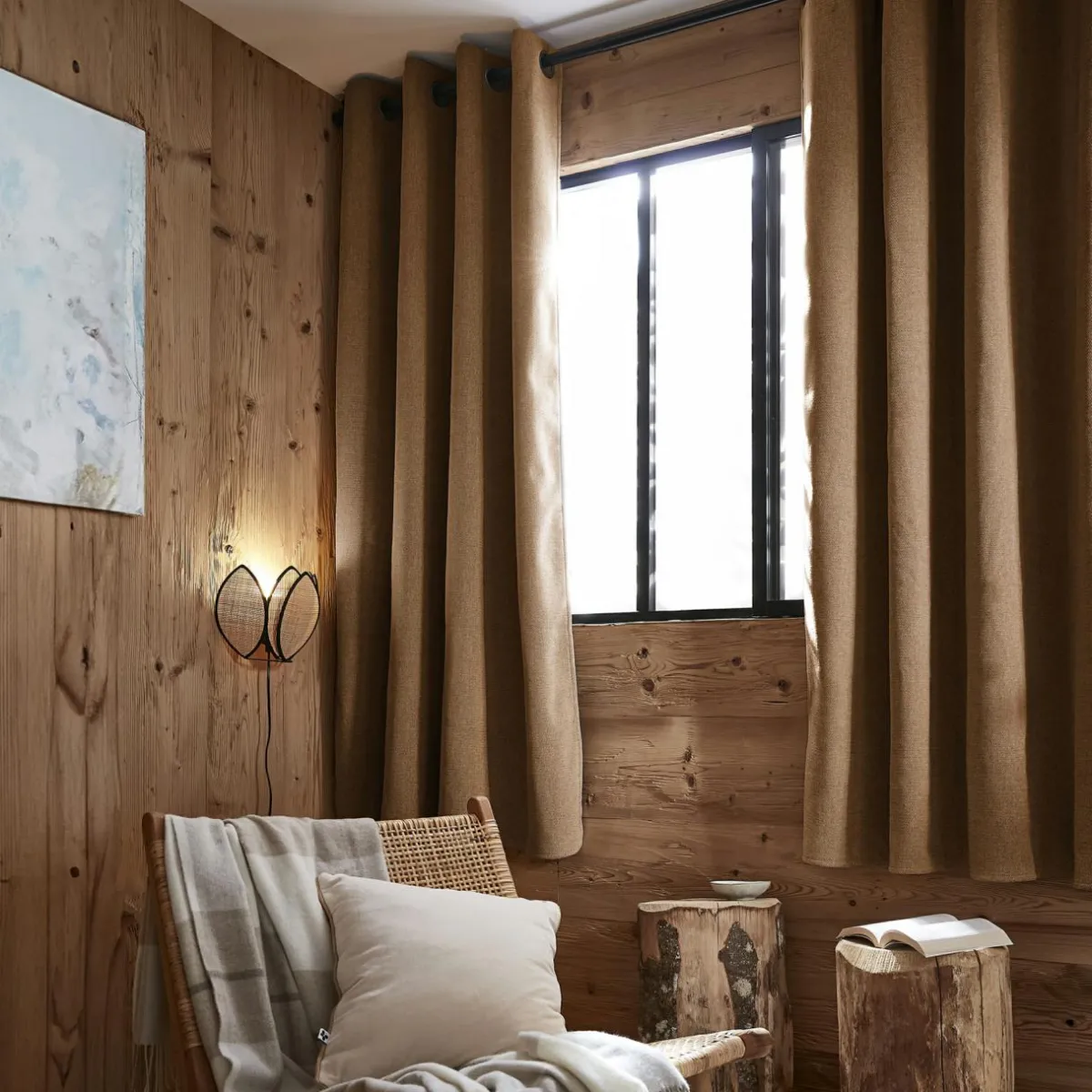 EMINZA Rideau occultant isolant Total Blackout (140 x 180 cm) Magnus Camel New