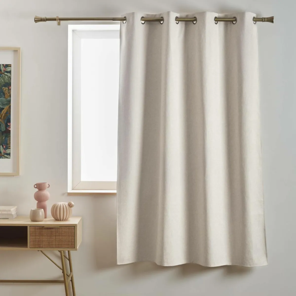 EMINZA Rideau occultant Total Blackout (140 x 180 cm) Ombra sable Beige Hot