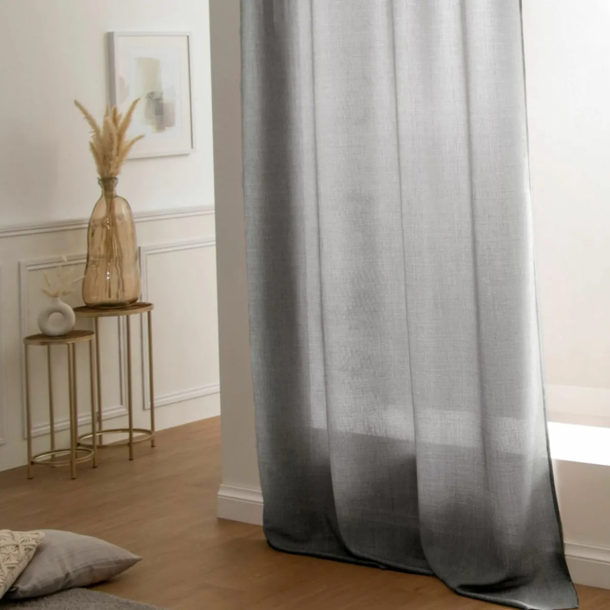 LOVELY CASA Rideau oeillets (140 x 260 cm) Béa Anthracite Gris foncé Clearance