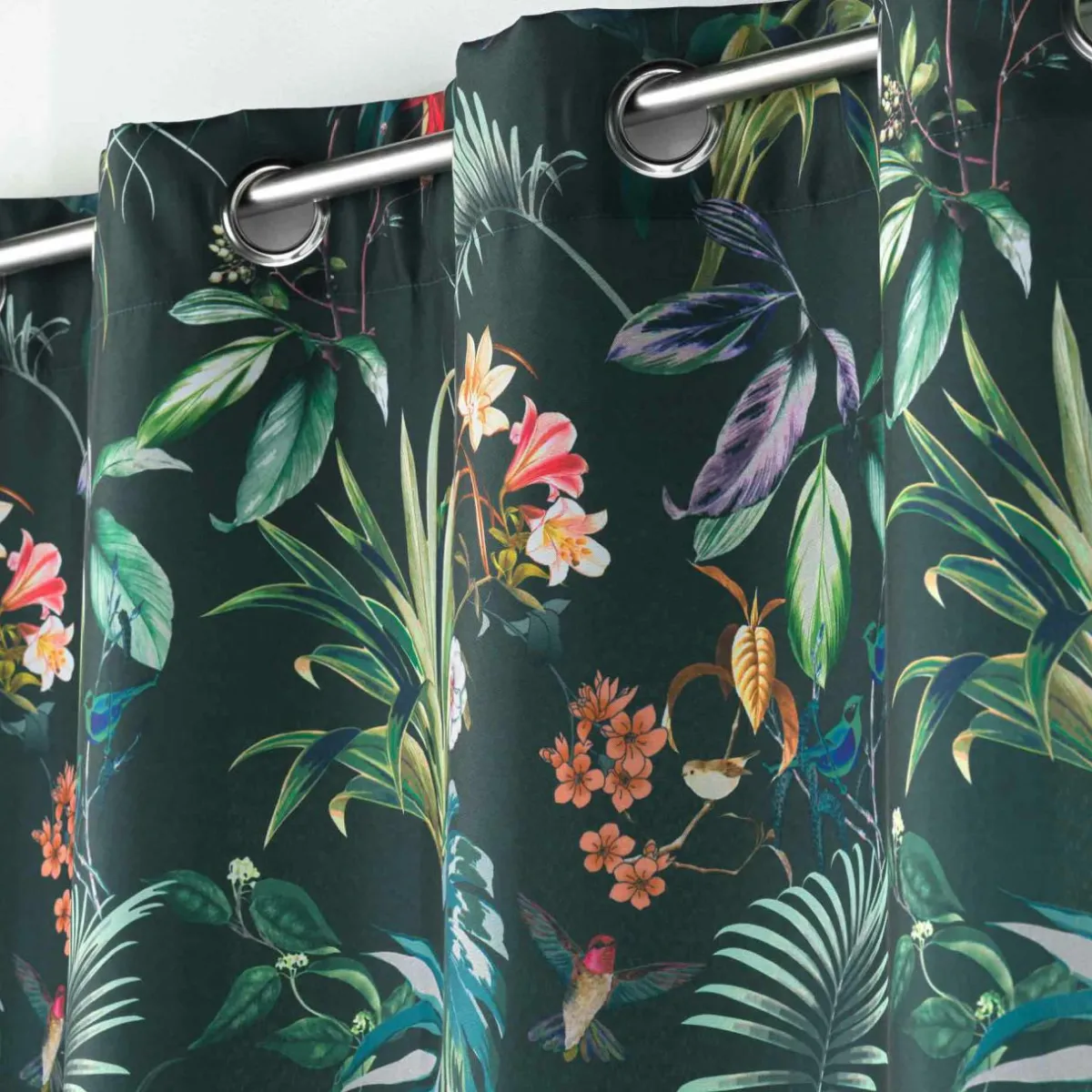 DOUCEUR D'INTERIEUR Rideau oeillets (140 x 260 cm) Féerie Vert émeraude New