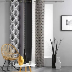 DOUCEUR D'INTERIEUR Rideau oeillets (140 X 260 cm) Galileo Noir