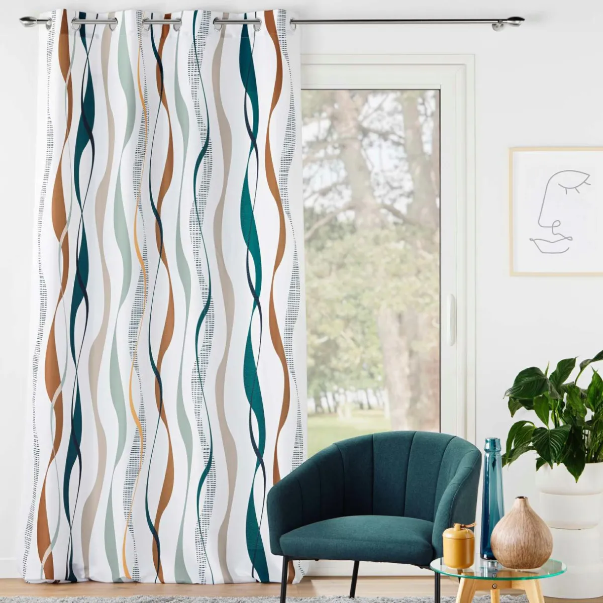 DOUCEUR D'INTERIEUR Rideau oeillets (140 x 280 cm) Lisana Multicolore Hot