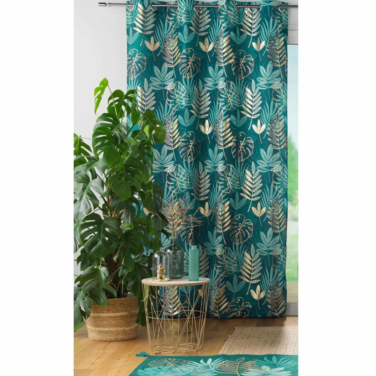 DOUCEUR D'INTERIEUR Rideau oeillets (140 x 260 cm) Ornella Vert émeraude