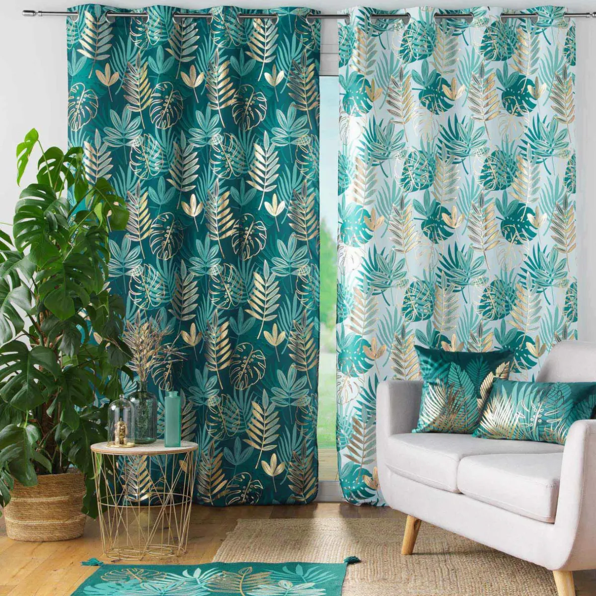DOUCEUR D'INTERIEUR Rideau oeillets (140 x 260 cm) Ornella Vert émeraude